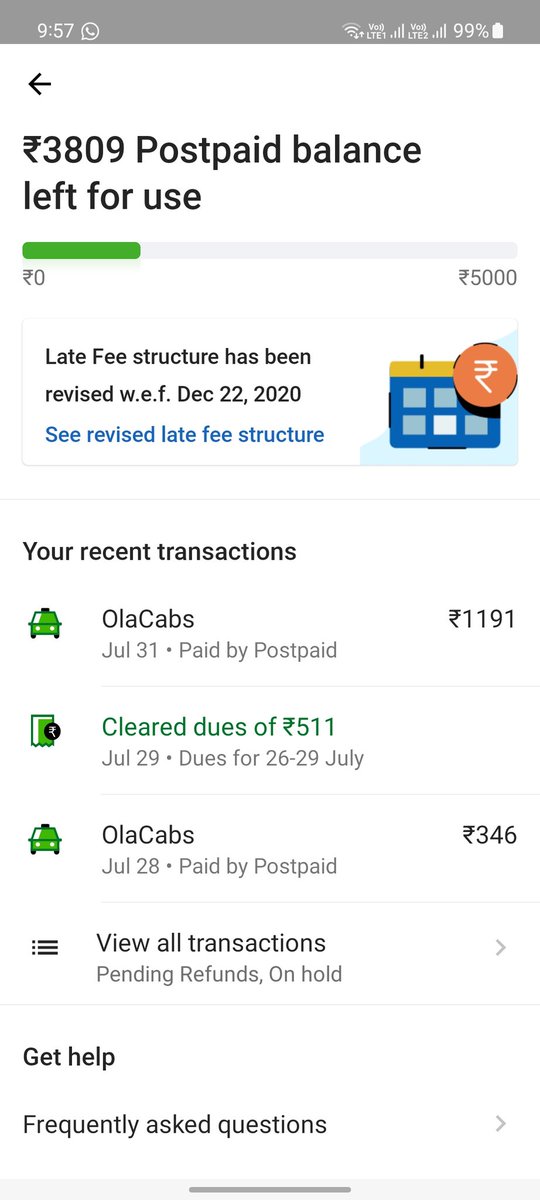Pradyum112's tweet photo. @ola_supports / @Olacabs 
I am unable to see any clear postpaid dues option in my Android app. In support section i didn't find any help article and on email, you guys sent an automated response. Can you please help? Attaching screenshot. https://t.co/EaNpPwESI7
