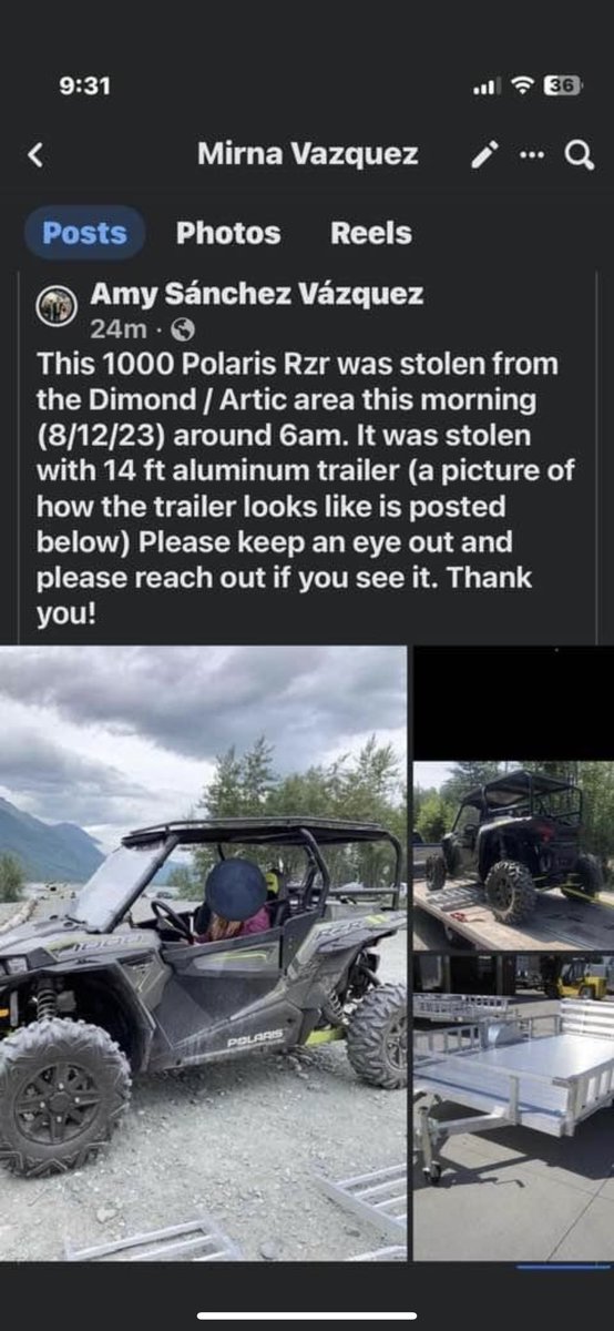 vanneejime's tweet photo. Someone stole our Polaris rzr with the trailer on Saturday morning please retweet ! https://t.co/d79UCeQDMh