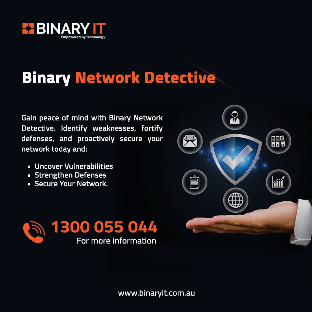 binaryit's tweet image. Unsure about your network's vulnerability? 🌐🔍
Try Binary Network Detective. 🛡️ Identify weaknesses, and fortify defenses. 💪
📞1300 055 044
#BinaryS360 #BinarySecurity #cybersecurity #NetworkAssessment #CyberDefense #StaySecure 🚀🔐