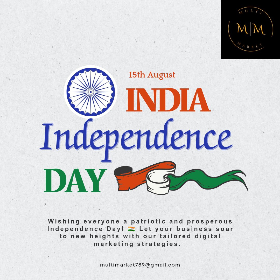 Multi_Market_'s tweet photo. Wishing everyone a patriotic and prosperous Independence Day!
As we commemorate the spirit of liberty, let your online presence shine bright!
This Independence Day, let your business break free from the competition! 🚀 Elevate your online reach.
Email- multimarket789@gmail.com https://t.co/14FTg3FFVD