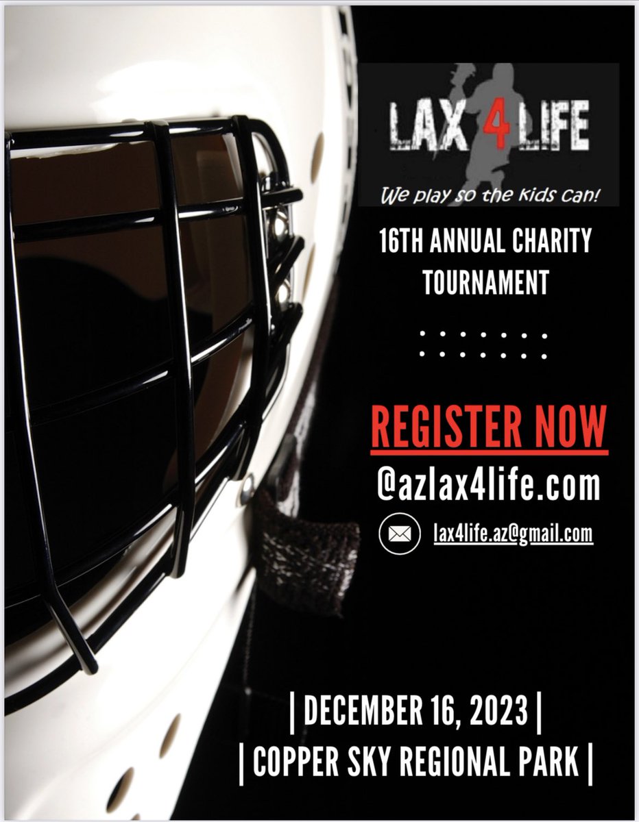Ready for the 16th Annual Lax4Life!!!  We are headed to Maricopa at Copper Sky on Dec 16!  AzLax4life.com