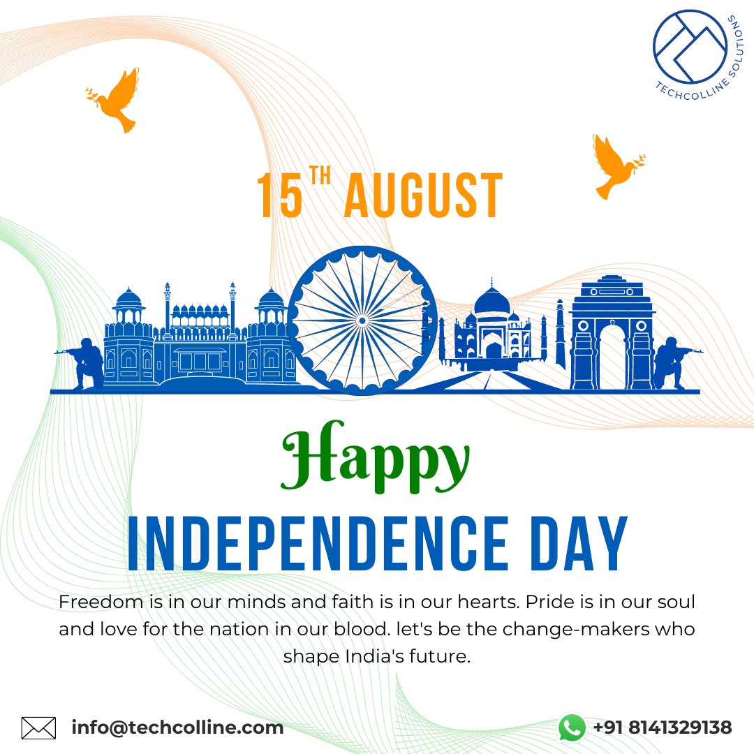 TechcollineS's tweet image. Honouring the past, shaping the present, and building a brighter future. Happy 77th Independence Day! 🇮🇳 

#IndependenceDay #स्वतंत्रता_दिवस #IndianFlag #77thIndependenceDay #HarGharTiranga #ProudToBeIndian #IndiaAt77 #JaiHind #PMModiSpeech