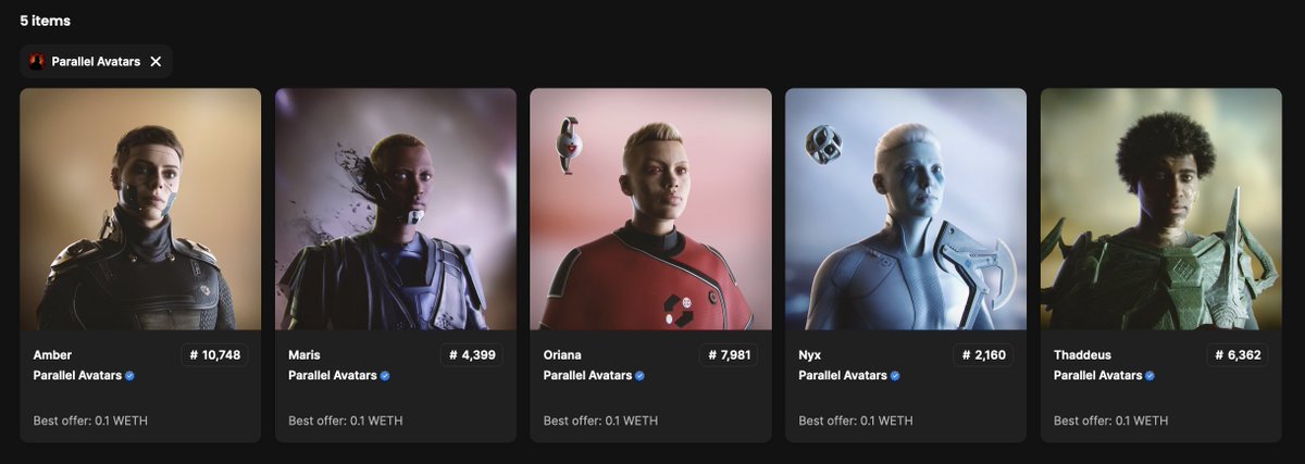 elerium115's tweet photo. Phew, just managed to delist my last Kathari avatar, as the market is starting to heat up!
When it comes to @ParallelTCG avatars, 5 is another meaningful $PRIME number ⭐️⭐️⭐️⭐️⭐️
#oneofeach https://t.co/zWvnbWelBU