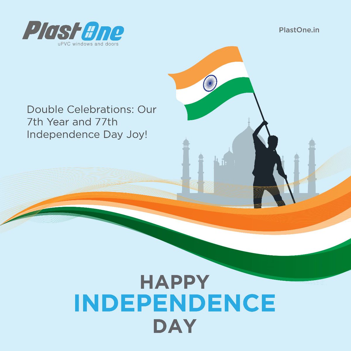 PlastoneI's tweet photo. Double Celebrations: Our 7th Year and 77th Independence Day Joy

HAPPY INDEPENDENCE DAY

#plastone #upvc #upvcwindows #upvcdoors #upvcdoorsandwindows #doorsandwindows #windowprofiles #manufacturing #india #independenceday #independencedayindia #india #august #happyindependenceday https://t.co/9ieumP2Zzg