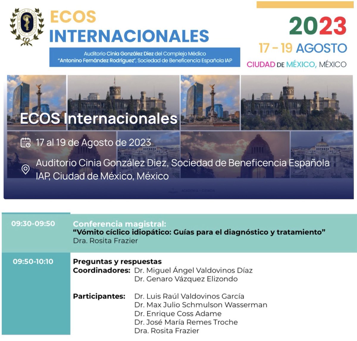 Cyclic Vomiting Syndrome - International Awareness - Mexico 
<a href="/gastromx/">AMG Asoc.Mex.Gastro.</a> <a href="/MayoClinicGIHep/">Mayo Clinic Gastroenterology & Hepatology</a> <a href="/RosieFrazierMD/">Rosita Frazier</a> #cyclicvomiting #cvs