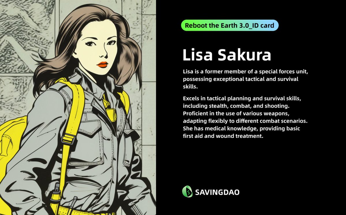 Savingdao's tweet photo. 💣SPOILER ALERT💣

😺Here're characters who might inspire you to write a survival story in our upcoming Reboot Earth 3.0 campaign!🔥🥇

🕵️‍♀️Lisa Sakura: Half Chinese, half Japanese, uses various weapons &amp; wears grey

🥷David Lee: High school dropout, loves hip-hop culture &amp; #2PAC https://t.co/r7W6G4PCoX