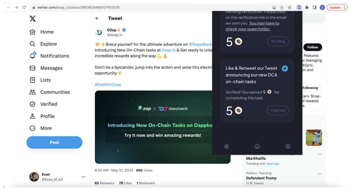 Evan_M_Ed's tweet photo. @DappBackHQ All it takes is simply liking and retweeting to show support for the incredible company @dzap_io ! https://t.co/7tfuhoIWmM