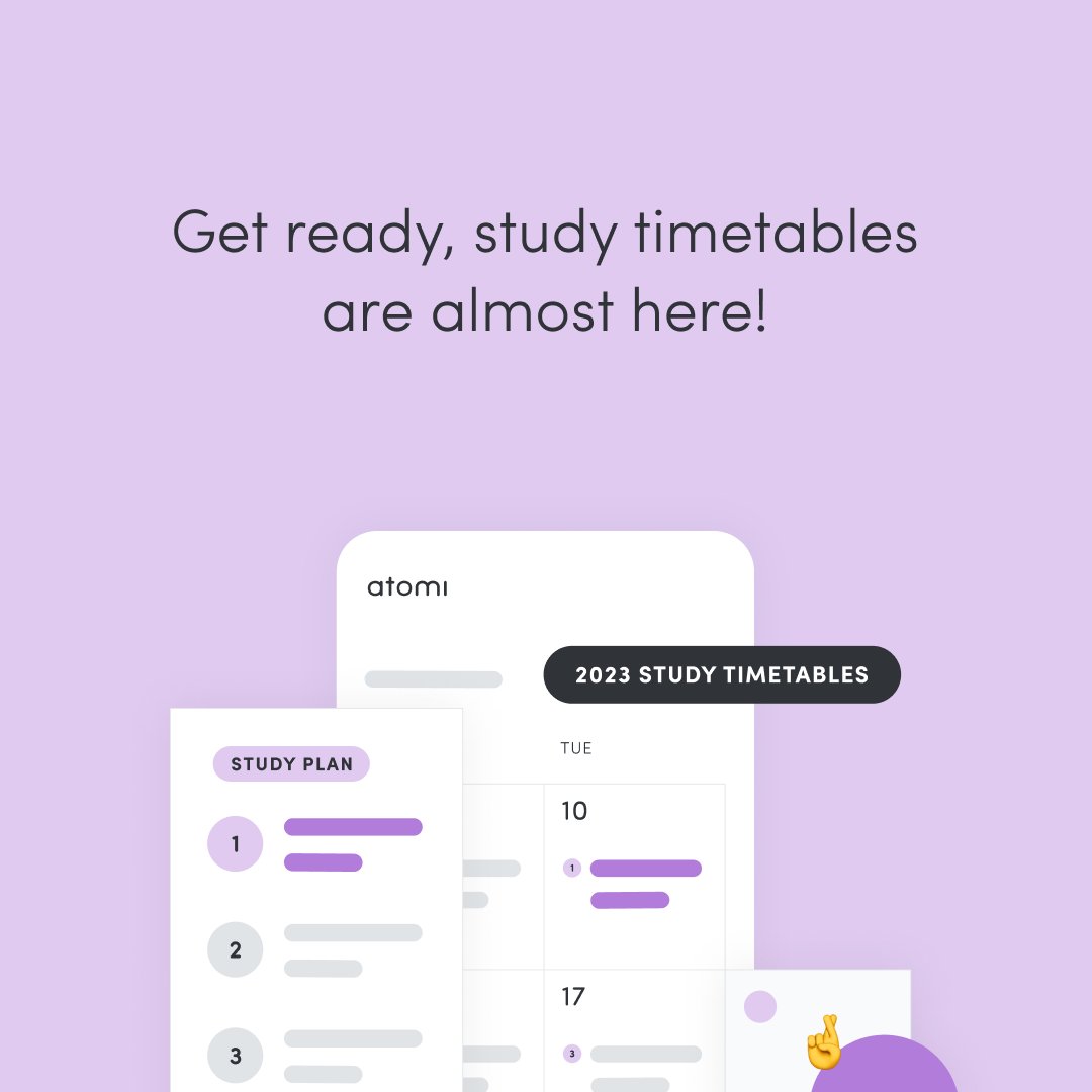 AtomiEducation's tweet image. 2023 study plans and timetables coming soon! 

Help your students ace their final exams with:
🗓 Week-by-week study schedule
✅ Handy topic checklists
🔗 Links to revision videos
✍️ Personalised timetables

Keep an eye out for an announcement 👀

#teaching #examsupport #studyprep