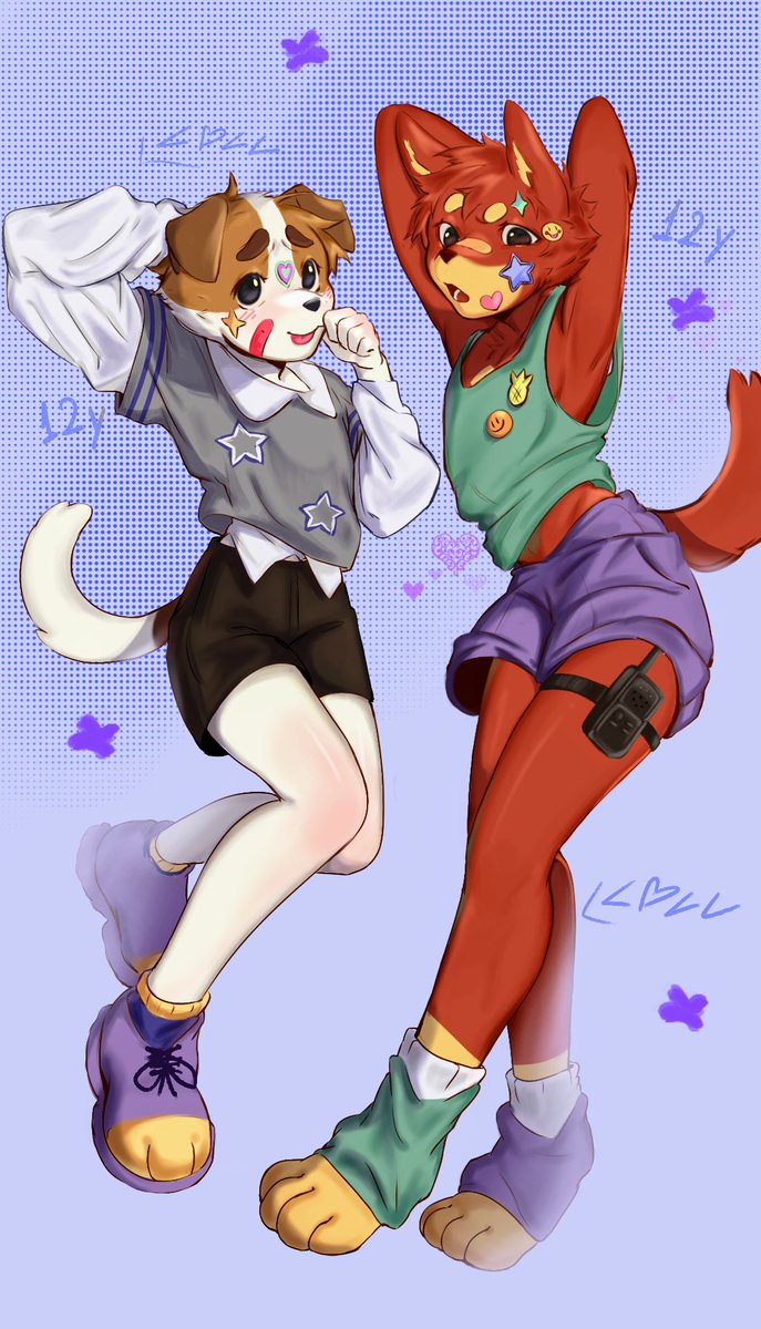 LovelyLylyArts's tweet photo. #Fanart #JackRussell #artwork #RustyBluey #RustyAndJack #DigitalArtist #Furryart Here's another finished art! And I want to make it clear that this is my point of view of them being older at 12 years old โจ๐
I had forgotten to put a detail on Rusty!! ๐คก๐ซข https://t.co/5J4A8EQH3W