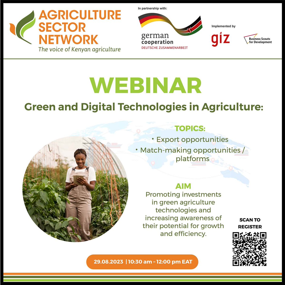 It´s for YOU - Seize the opportunity!

"The future of #agriculture is #green and #digital!"

Webinar on 29th August 2023 at 10.30am EAT!

👉👉 Follow this link: us06web.zoom.us/meeting/regist…

<a href="/AsnetKenya/">Agriculture Sector Network (ASNET)</a> in partnership with #GIZ Kenya!