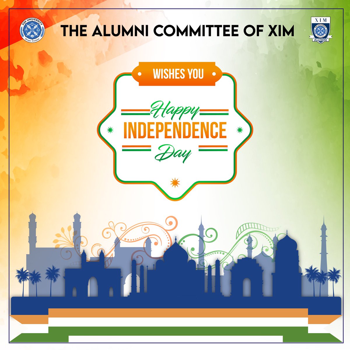 XIMBAlumni's tweet photo. XIM Alumni Committee wishes everyone a delighted 77th Independence Day. Here's to 77 years of freedom, progress, and unwavering unity- Happy Independence Day!

#IndependenceDay2023
#XIMB
#XIMBAlumni https://t.co/jz4r0WUEJo