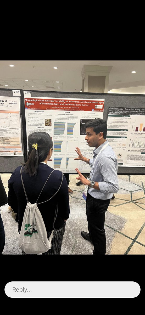Had a fun time presenting my poster, educating and connecting to the audience, most importantly learning about cool research going on all around the world. Thanks to <a href="/plantdisease/">The American Phytopathological Society</a> <a href="/badgercropdoc/">Damon L. Smith</a> for the platform. #PlantHealth2023