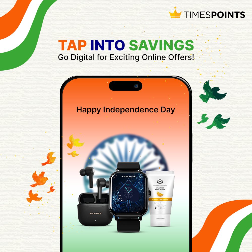 Happy Independence Day, TimesPoints Fam! 📷📷 Unlock the joy of savings in the digital world. Go ahead, seize exciting online offers and celebrate freedom with style! 📷
#IndependenceDay #TimesPoints #digitaldelights #tpstore #store #77thindependanceday