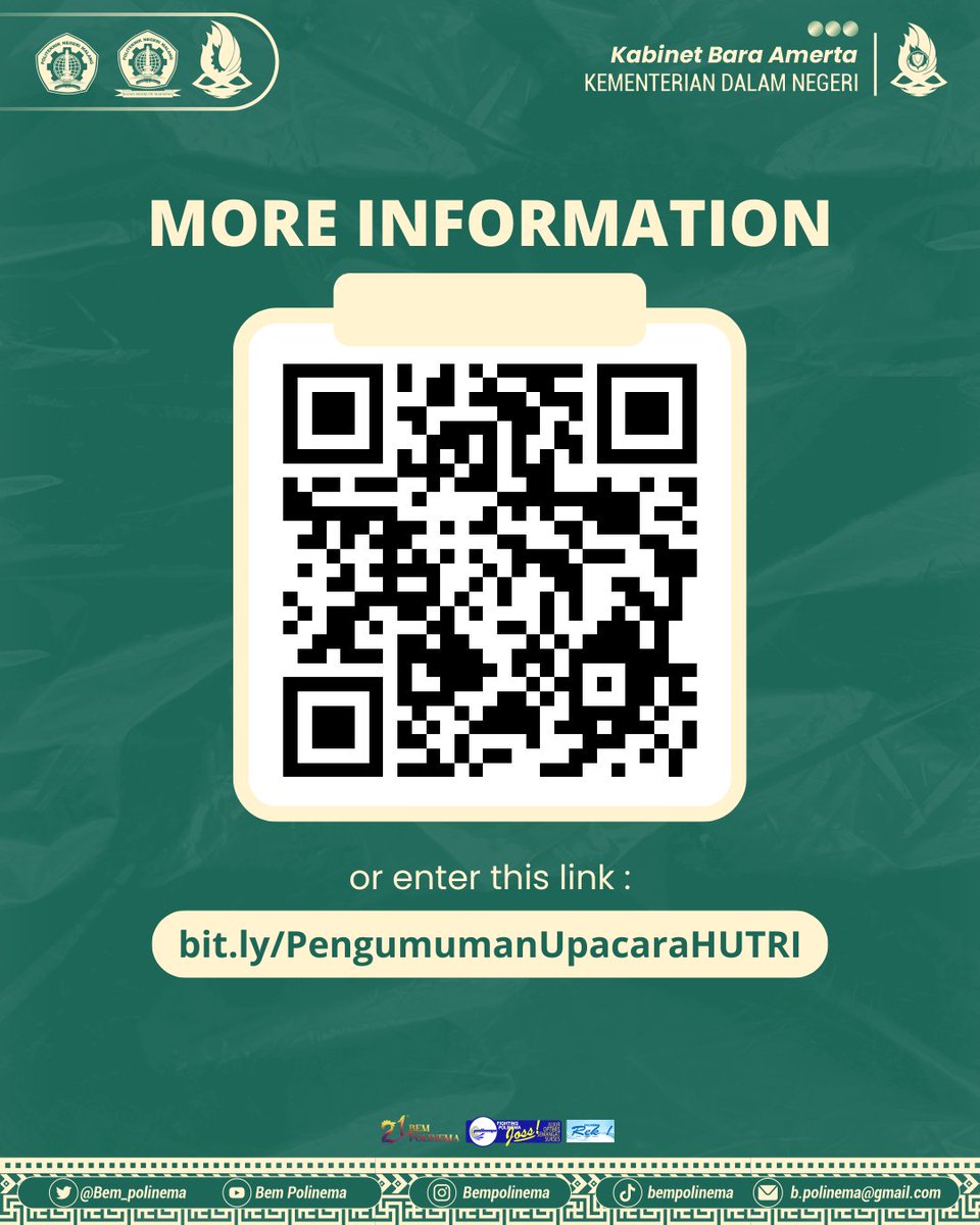 Halo Rekan Amerta,

Pengumuman mengenai Upacara HUT RI KE-78. Yang diadakan oleh Kampus kita Politeknik Negeri Malang. 

Untuk pengumuman dapat didownload pada link berikut ini ya!
bit.ly/PengumumanUpac…