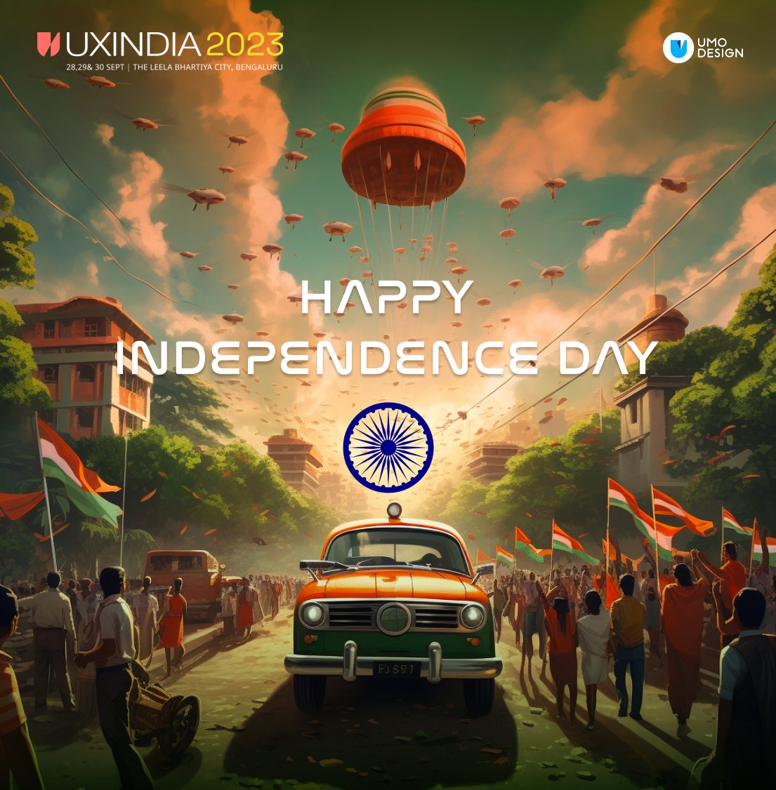umodesign's tweet photo. Team UX INDIA and @UMO.DESIGN wishes you all a Happy Independence Day!

#happyindependenceday #IndianIndependenceDay #uxindia #UXINDIA23 #UXINDIA2023 #INDIA #independenceday2023  #Freedom #FreedomCelebration #azadikaamritmahotsav #77thindependenceday https://t.co/b3LDrxmWmW