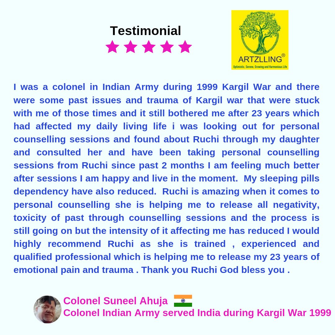 RuchiGoshar's tweet photo. Happy Independence Day 🇮🇳
 On this Independence Day we are glad to share testimonial of our beloved client about our services who served India during Kargil War 1999 . 
Ps - The testimonial and name is shared after taking permission of the client.
#ruchigoshar #artzlling https://t.co/IMeawm0IMz