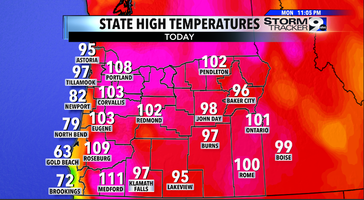 KEZI9's tweet photo. Yikes!! We still have 2-3 more days of highs in the triple digits! https://t.co/wxBsHIEIbD