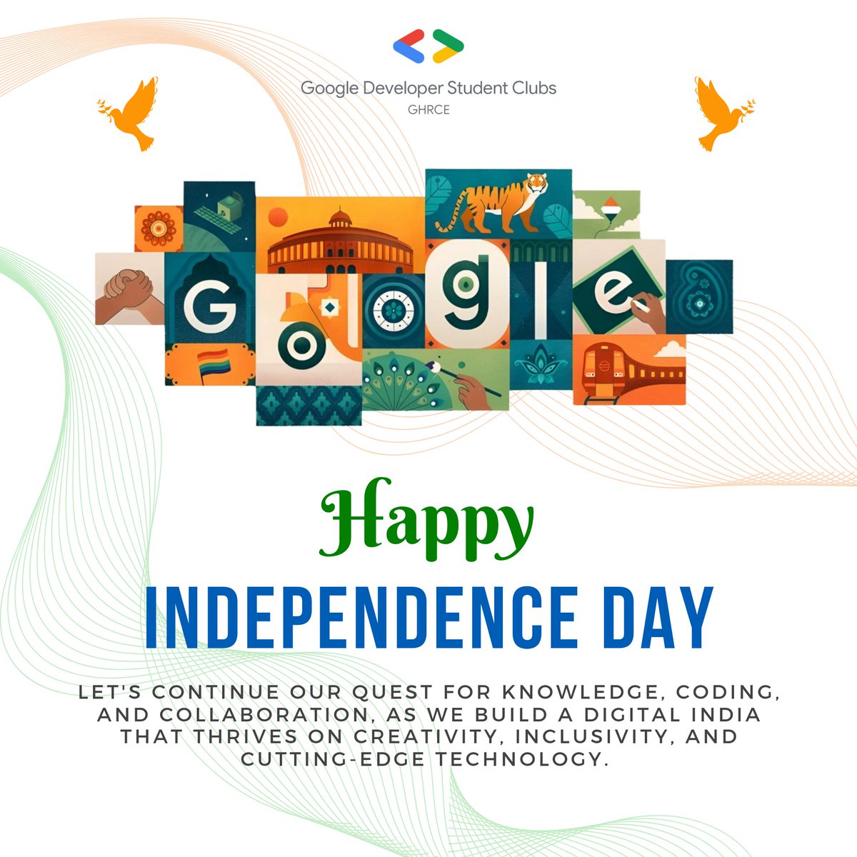 gdscghrce's tweet photo. GDSCGHRCE wishing you all a very HAPPY INDEPENDENCE DAY 🧡🤍💚 https://t.co/iiFTudj8PH