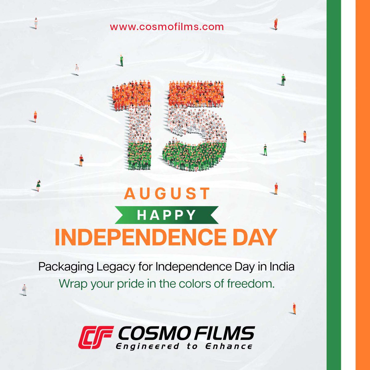 CosmoFilmsLtd's tweet photo. "As India marks its #77thIndependence Day, Cosmo Films takes pride in being a part of the nation's packaging legacy.
From preserving the essence of Indian culture to safeguarding products with care, our packaging solutions have stood the test of time. As we embrace the spirit of freedom, let's also celebrate the innovation and craftsmanship that go into creating packaging solutions that reflect the vibrancy of our nation.
Join us in honouring the journey of packaging excellence in India, and the impact it continues to make on our lives every day. Happy Independence Day.
.
.
.
.
.
#happyindependenceday #india #azadikaamritmahotsav #independenceday #glory #nationfirstalwaysfirst #cosmofilms #packaging #labelling #recycle #circulareconomy #fmcg #beverages #retail #printing #independenceday