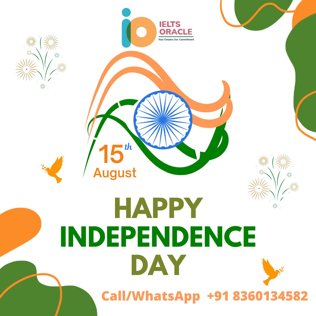 Ielts Oracle Wishes you a Happy Independence Day!
#Ieltsoracle #happyindependenceday #HappyIndependenceday2023 #independenceday #bestieltsinstiuteinmohali #onlinewritingevaluation #OnlineSpeakingevaluation #Onlinecoaching #Onlineclasses #offlineclasses #Ieltscoaching