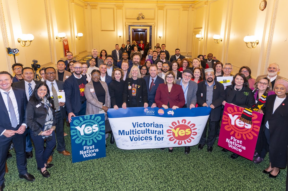 Amazing to gather at Parliament House with 80+ multicultural and multifaith leaders to launch our Victorian Multicultural Voices for 'Yes' campaign. Today was a testament to the power of diverse communities to unite and push Australia to a fairer future➡️ bit.ly/45uQ1I4