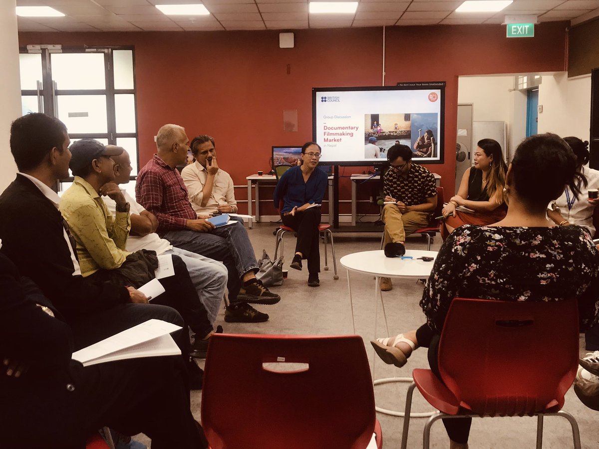 ztstha's tweet photo. Discussing Nepal's Documentary Filmmaking Market at @npBritish! Engaging conversation featuring KIMFF, Nepal Tourism Board, KMC, Film Development Board, Filmmakers, Kathaharu, US Embassy, etc. Addressing challenges and fostering collaborative solutions for a thriving industry. https://t.co/HTGmAiCUiN