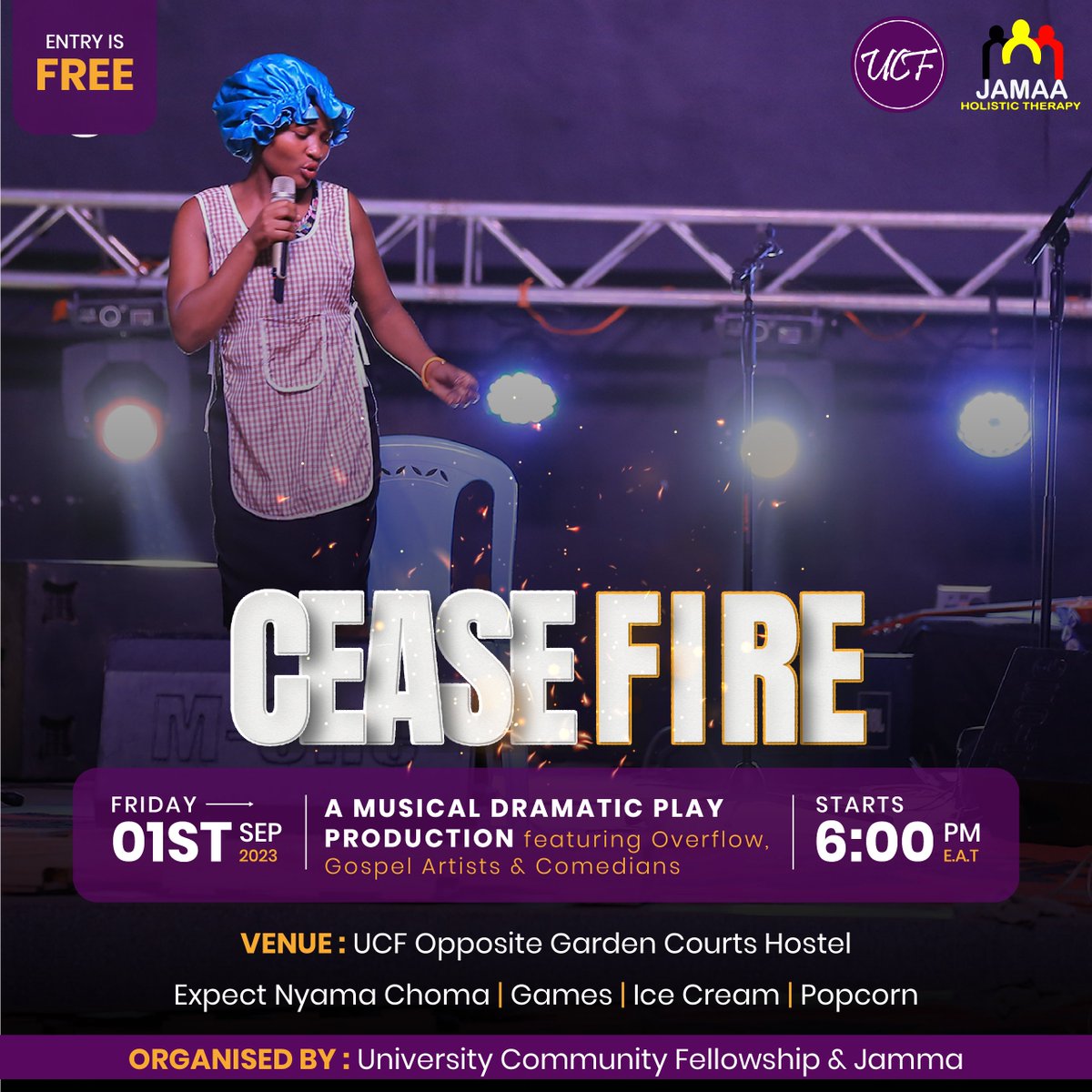 ucf_kampala's tweet photo. 17 DAYS TO GO!!

As the days dwindle down, excitement is ramping up! "CEASE FIRE" The musical dramatic play hits the stage on September 1st at UCF, Makerere Kikoni

Be there for the electrifying evening🎶🎭🎉

Invite a friend

#CeaseFire #7ForJesus #ThisSeptember #FriendsForLife https://t.co/QrvVecObHh