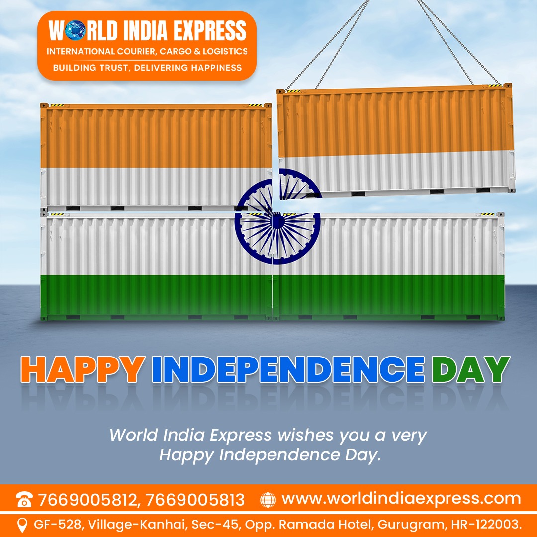 World India Express wishes you a very
Happy Independence Day. 

#worldindiaexpress #worldindiaexpressgurgaon #HappyIndependenceDay #happyindependenceday2023 #independenceday #bookyourparcel #bookyourcourier #doorstepservices #internationalparcel #domesticparcel