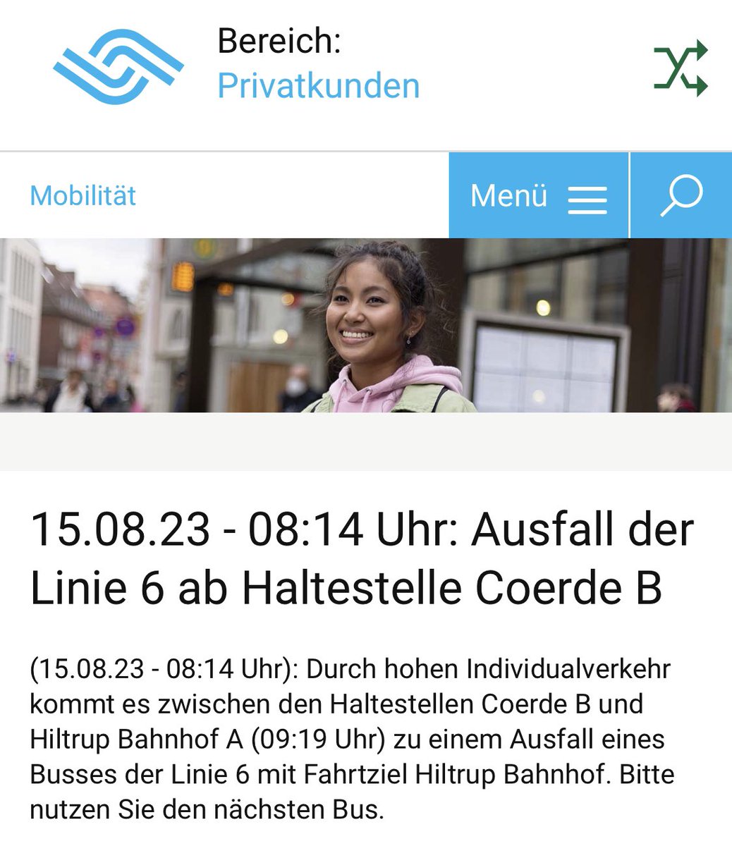 okomuenster's tweet photo. Wenn in #Muenster zu viele Autos fahren, fällt der Bus aus und die Fahrgäste der @stadtwerke_ms leiden unter den Konsequenzen. 🤦🏻‍♂️ https://t.co/8cJLZg5Lq9
