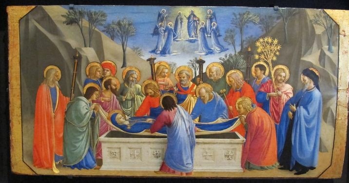 Dormitio Virginis, dipinto di Beato Angelico, predella dei Santi Giacomo e Lucia, 1425 circa, Philadelphia Museum of Art, #medioevo #medievale #middleage #mittelalter #moyenage #FestivaldelMedioevo #FdM2023