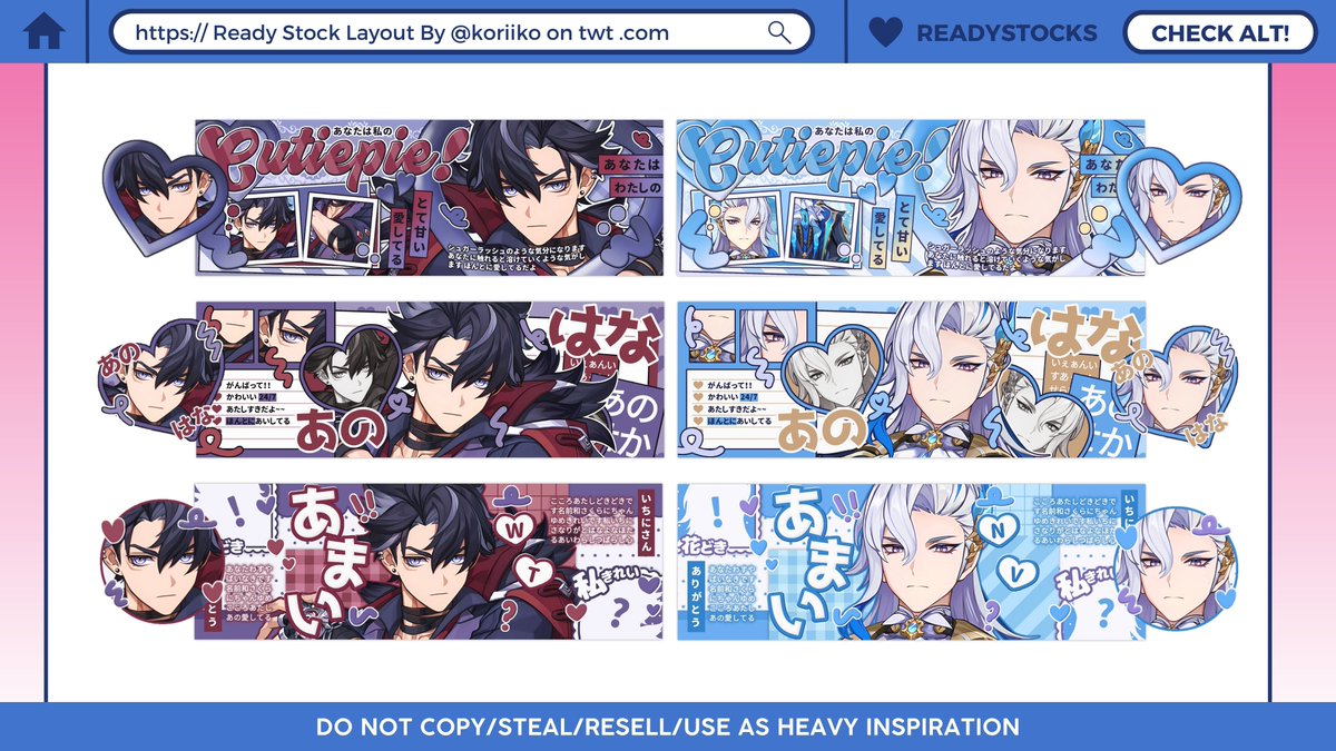 mokaillit00's tweet photo. help rt please? thank you <33

hii aku ada layout ready stock wriothesley, neuvillete, lyney, sm jingliu semua dari art baru/drip marketing o__< 🍒 bisa ditake jam 20.00 WIB, yg mau book dulu boleh dari jam 17.00 yaa! price silahkan check alt.

#zonauang #zonaba #zonajajan https://t.co/wj52X9eHeS