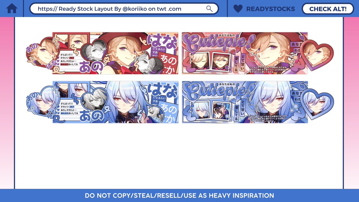 mokaillit00's tweet photo. help rt please? thank you <33

hii aku ada layout ready stock wriothesley, neuvillete, lyney, sm jingliu semua dari art baru/drip marketing o__< 🍒 bisa ditake jam 20.00 WIB, yg mau book dulu boleh dari jam 17.00 yaa! price silahkan check alt.

#zonauang #zonaba #zonajajan https://t.co/wj52X9eHeS