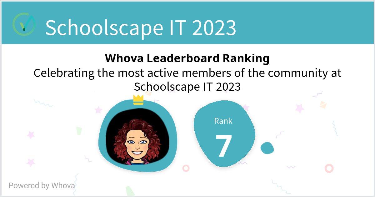 I ranked #7 on the Whova leaderboard at Schoolscape IT 2023! #SchoolscapeEvent #SchoolscapeIT #SchoolscapeIT2023 #SSIT2023 - via #Whova event app