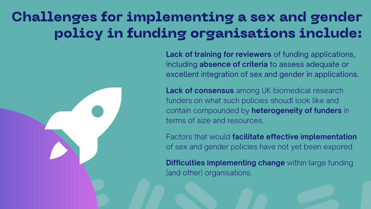 Biomedical, health and care funders who want to implement a #sexandgender policy face a number of challenges. @MESSAGE_TGI is working hard with our stakeholders to address these issues.