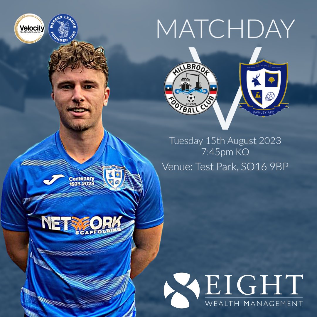 fawleyafc's tweet photo. MATCHDAY! 

We make the short journey to Millbrook tonight, 7:45pm KO 

There’s been 19 goals between Fawley &amp; Millbrook in four games, since their promotion to the Velocity Wessex League. https://t.co/HBN7vT2Em0