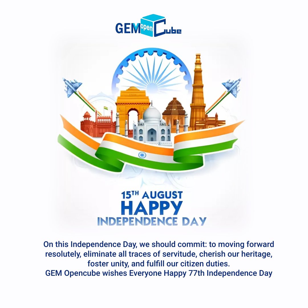 opencubegroup's tweet image. Happy 77th Independence Day #GemOpencube #opencube #independenceday #flagday #jaihind #hyderabad #india #goldatm #wtcmachine #carrybagmachine #startup #business
