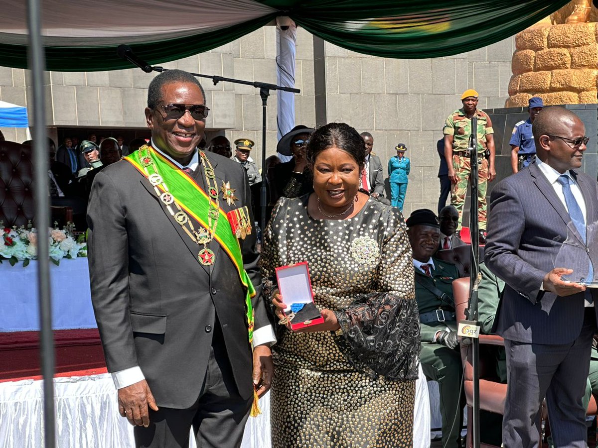 JonesMusara's tweet photo. Baba naAmai venyika. By the side of a successful man is a successful woman. This is most true in the case of Zimbabwe's First Couple.
Zimbabwe is in safe hands. No need to change the President and Government on 23 August 2023.
#EDWORKS #AmaiWorks therefore victory is certain on 23 August 2023.