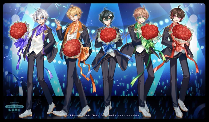 この度、青春サードフライ(青3F)さんのオリジナル曲「約束のブーケ」MVイラストを担当いたしました!タキシード&ステージ衣装でそれぞれスタイリングしてます本当に素敵な楽曲×MVなのでぜひ見てください…! 