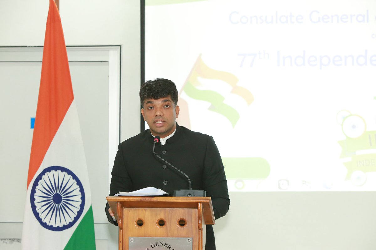 CgiHoc's tweet photo. As #India celebrates the 77th #IndependenceDay, remembering the brave hearts of our nation, today we unfurled the #Thiranga at Consulate General of India, Hambantota with great patriotic zeal &amp; fervor.
#IndependenceDay #AmritMahotsav #HarGharTiranga https://t.co/zlKXoclbu3