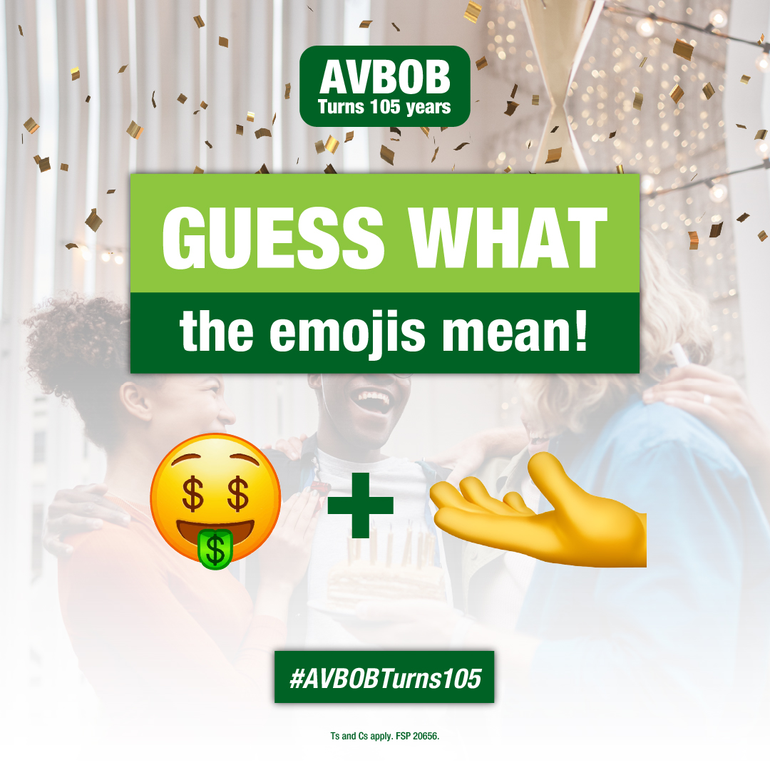 [COMPETITION ALERT!] #AVBOBTurns105 As part of this great milestone, we are giving away TEN shopping vouchers worth R1,000 each!

To enter, tag <a href="/AVBOBSA/">AVBOB South Africa</a> and guess what these emojis mean in the comments section using the hashtag #AVBOBTurns105 

#Hint – It’s one of our product