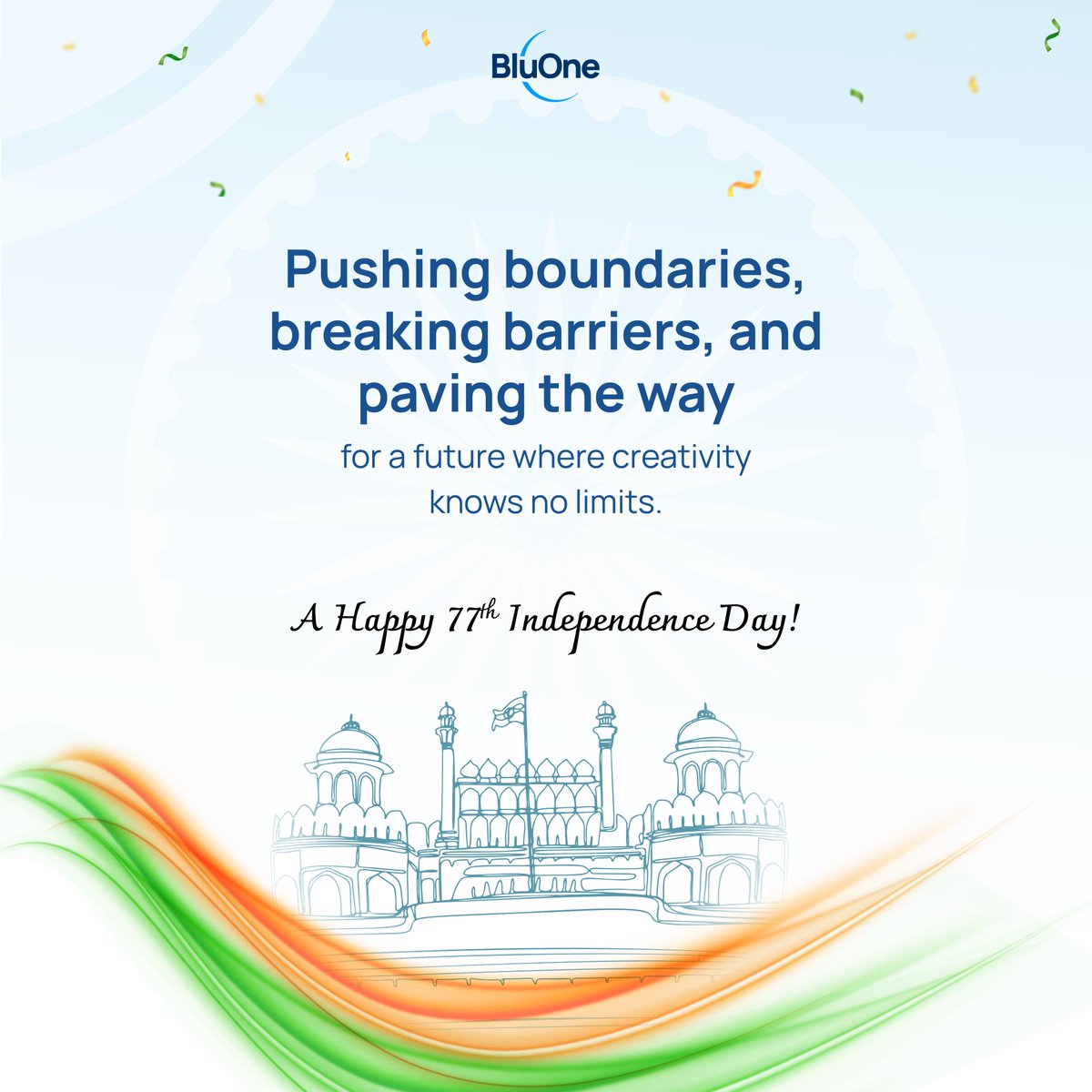 BluOne_India's tweet photo. From the pages of India's liberation movement to the fluttering of Har Ghar Tiranga – BluOne salutes the essence of progress. Wishing you a remarkable 76 years of Independence!

#BluOne #IndependenceDay #HarGharTiranga #HappyIndependenceDay #India #freedom #15august #JaiHind https://t.co/p6E5xMRI3s