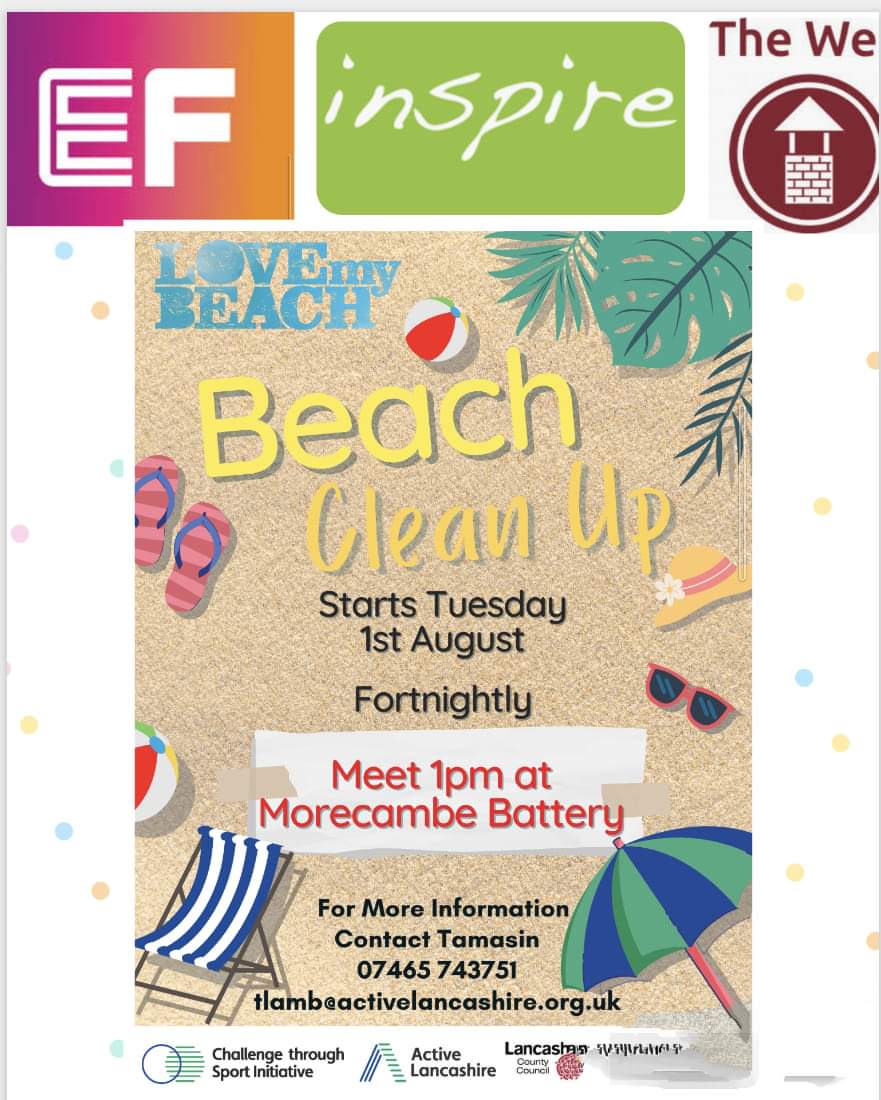 The weather looks great today 
Who's joining us for some fun, connection and wellbeing 🌞
Meet us at 1pm today in Morecambe at the  Battery cafe steps 💯🙏
It's Fun, Free and Inclusive ❤️