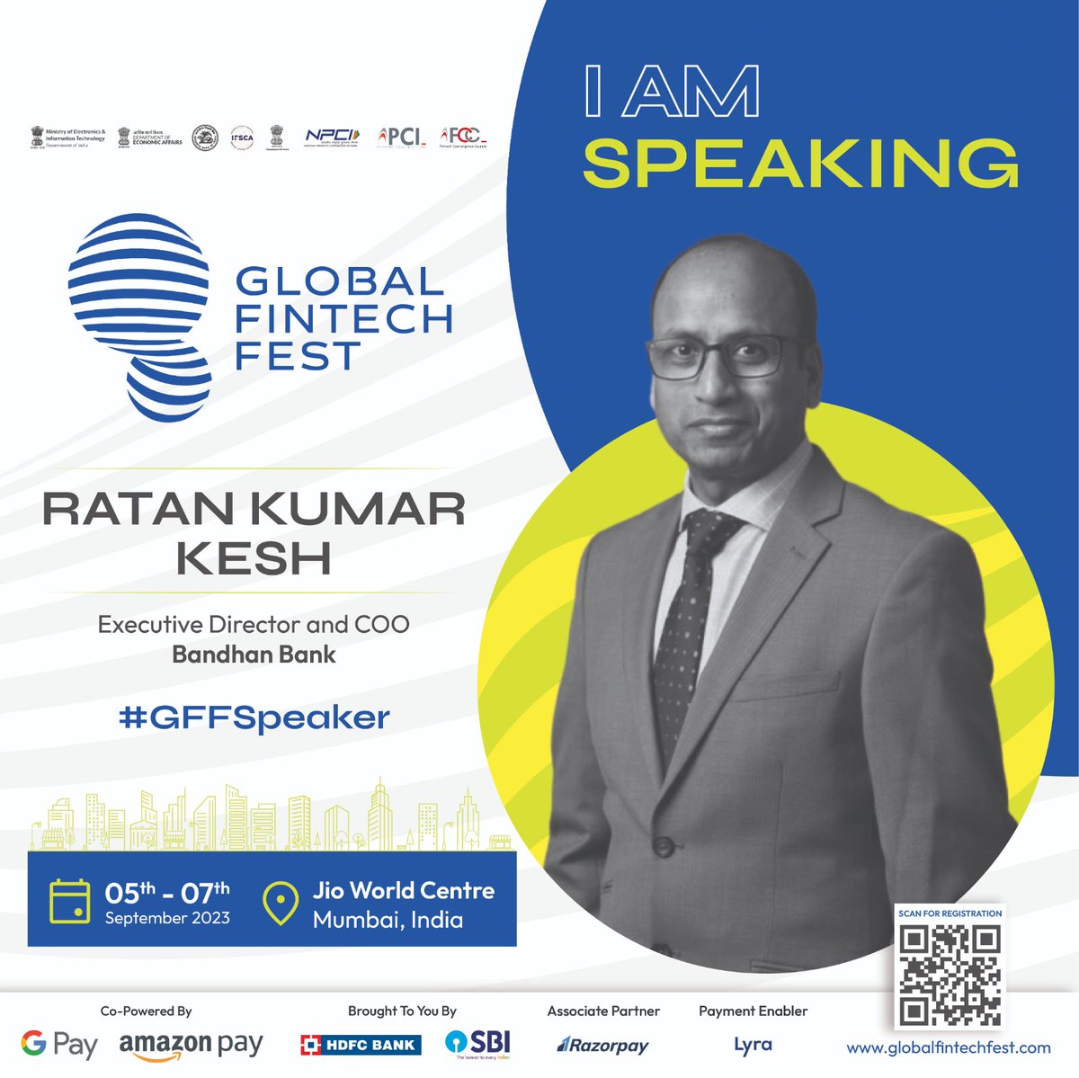Experience the future of finance at the Global Fintech Fest 2023. Our ED &amp; COO, <a href="/ratankesh/">RKesh</a>, will be joining other innovators, influencers, &amp; change-makers at this event on Sep 5-7, 2023. Know more: bit.ly/3s3Um6R

#FintechRevolution #FutureOfFinance #GFFSpeaker @gff_2023