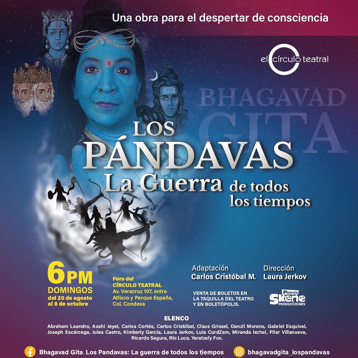 Una obra de teatro para el despertar de consciencia:  Bhagavad Gita. Los Pandavas: La guerra de todos los tiempos.  El Mahabharata. 

Venta de boletos disponibles en blt.mx/kkh
Sigan nuestras redes sociales! 

#teatro #drama #Krishna #actuacion #arte #CarteleraCDMX