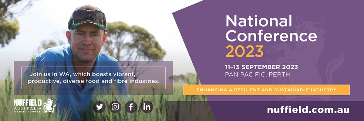 FULL CONFERENCE PROGRAM now available! See our great line up of speakers and book your spot to hear the latest #agritech and #agribusiness insights from around the world: nuffield.com.au/conference-2023 All encouraged to attend #nuffieldag #ausag #aussieag #aussiefarmers #futurefarmers
