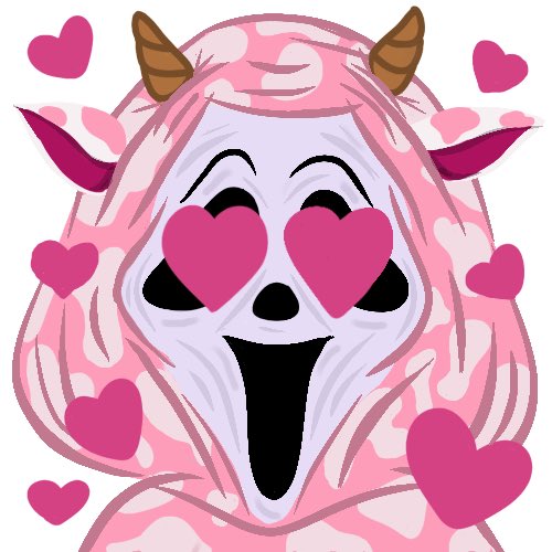 ADashOfNerd's tweet photo. My recent creation of Ghost Daddy Cow Form! 🐮💕 this will be one of my new emotes for twitch!! 

Next set of emotes will be the 4 emotes of my cats with matching reactions of their personalities!! Super excited!!! 

#ghostdaddy #ghostface #ghostfacecow #cow #pinkcow #moocow #dbd https://t.co/gBSyMDVwqE