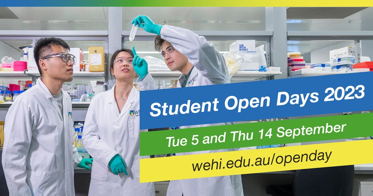 Are you considering Honours, Masters or PhD studies in biomedical research?

Attend WEHI's Student Open Days on 5 and 14 September. Register now - wehi.edu.au/education/stud…

#WEHIResearch #STEMCareers