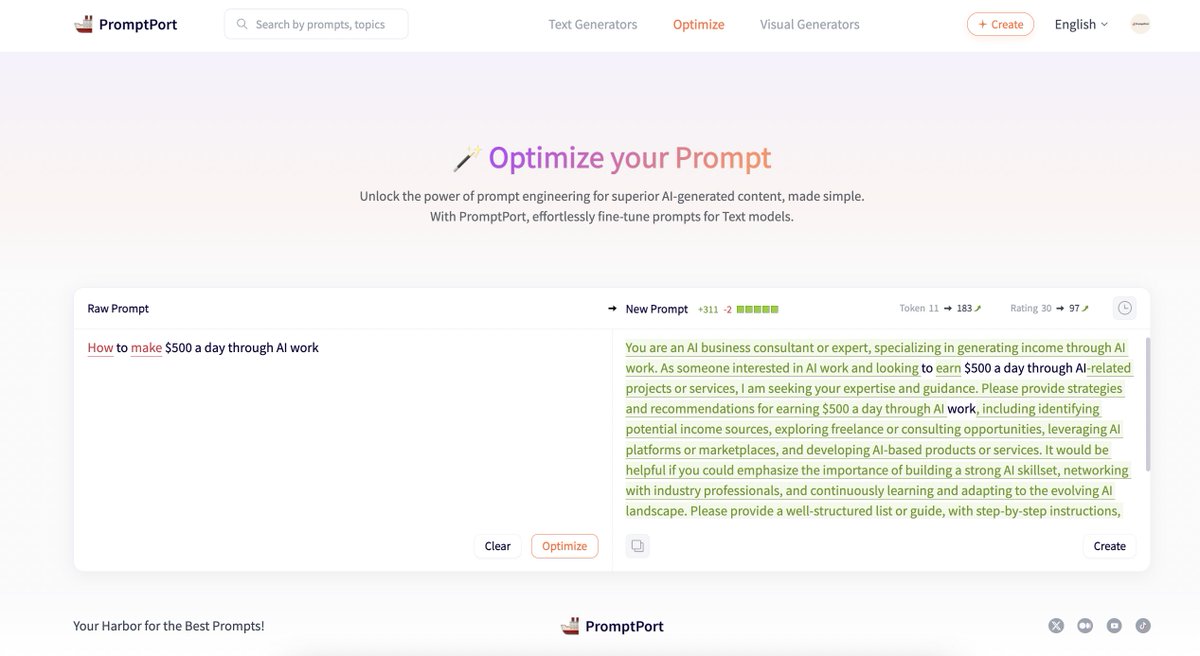 PromptportAi's tweet image. 🚀 Exciting News!
Introducing our New Prompt Semantic Enhancement Feature at promptport.ai/optimize 🌐
Boost your creativity 🎨 & efficiency 🚀 in just a few steps:
1️⃣ Enter prompt ✏️
2️⃣ Hit “Optimize” 🪄
3️⃣ Compare & integrate results effortlessly! ✨
#PromptOptimization…