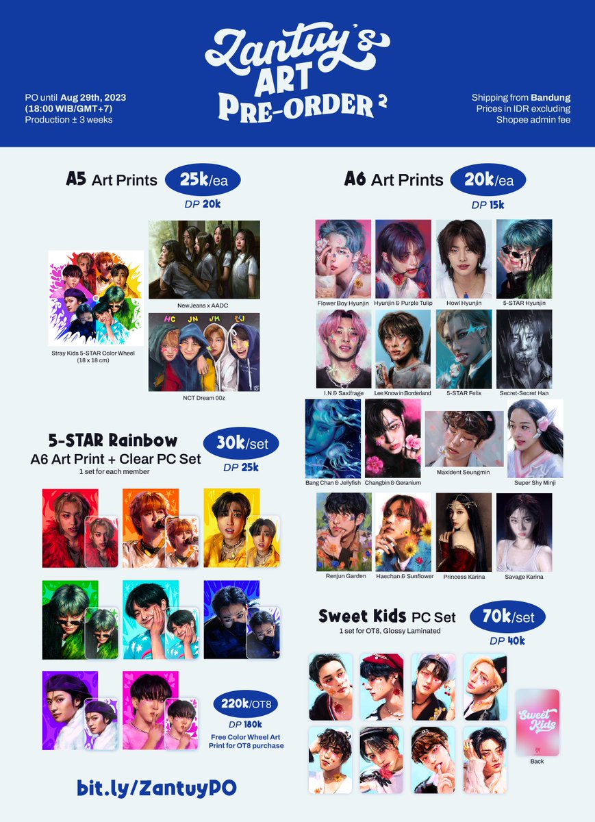 zzantuy's tweet image. [RTs are appreciated!]

@ZZANTUY’s Art Pre-Order 2 🎨 

🔗 bit.ly/ZantuyPO
📅 until Aug 29th, 2023 (18:00 WIB/GMT+7)
⭐️ Stray Kids, NewJeans, NCT Renjun &amp;amp; Haechan, aespa Karina