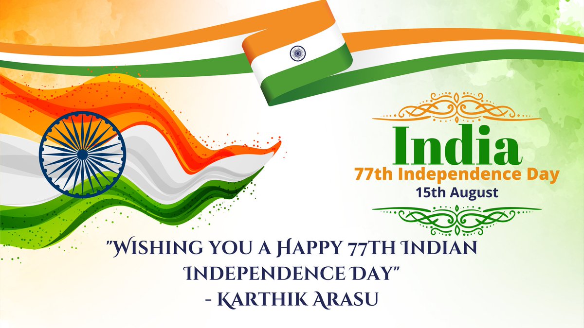 Wishing you a very happy 77th Indian Independence Day!
இனிய சுதந்திர தின நல் வாழ்த்துக்கள்!
#IndianIndependenceDay #India #IndiaAt77 #15August #15august2023 #IndependenceDayIndia #IndependenceDay